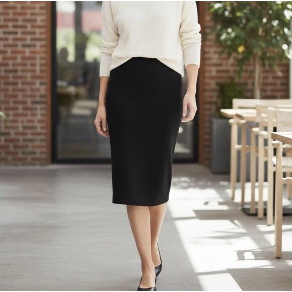 Eileen Fisher Dresses & Skirts - Eileen Fisher Medium Black Pull On Midi Pencil Skirt Minimal Capsule Career Ac21